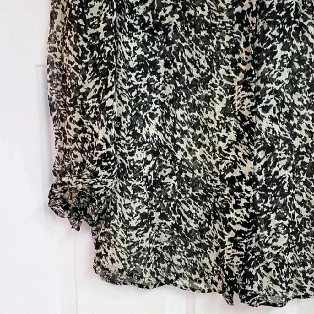 BA&SH Elia Animal Print Chiffon Semi Sheer Blouse - Picture 3 of 9